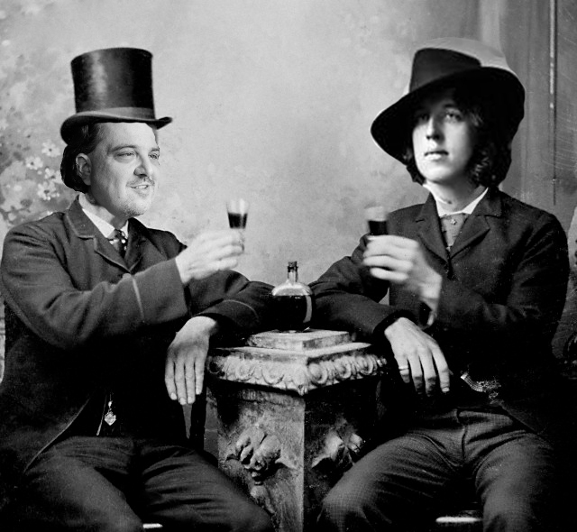 Andrew Ian Dodge enjoying a drink with Oscar Wilde